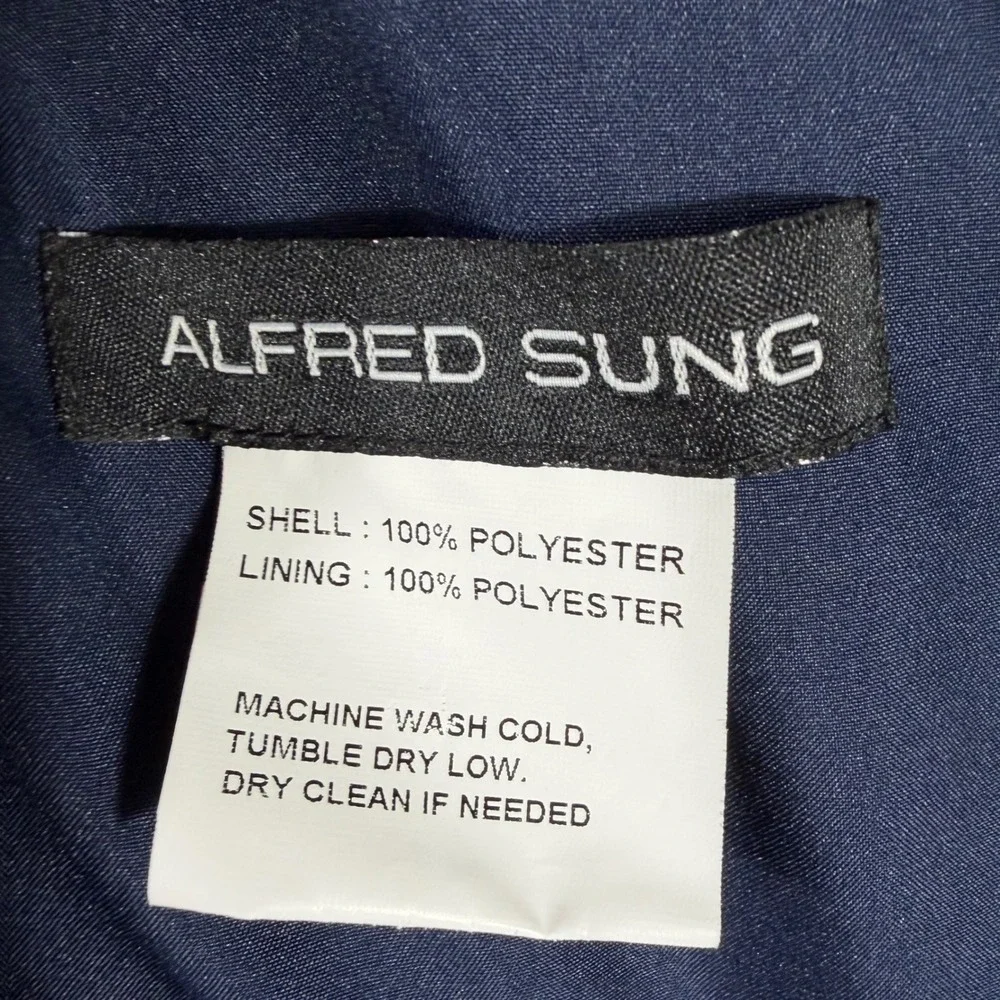 Alfred Sung One Shoulder Formal Gown Midnight Blue Maxi Dress 6 NWT Bridesmaid - Picture 6 of 8